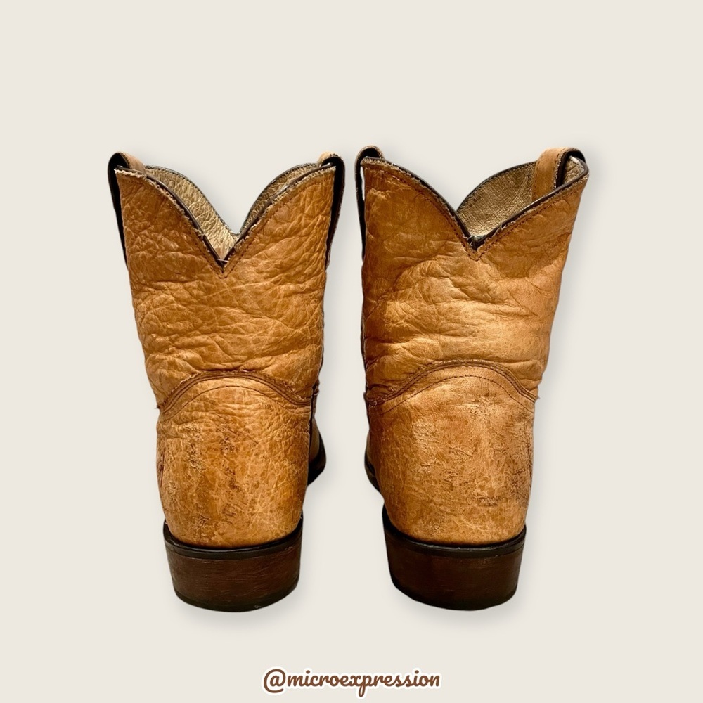 $379 Frye Billy Pull On Sunflower Tan/Beige Distressed Leather Cowboy Short Boot - Picture 12 of 15
